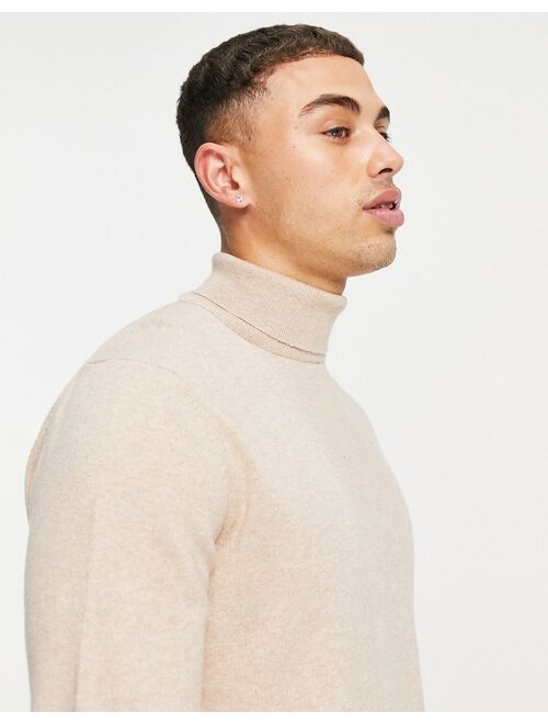 New Look roll neck knitted sweater in cream