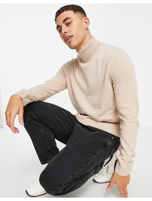New Look roll neck knitted sweater in cream