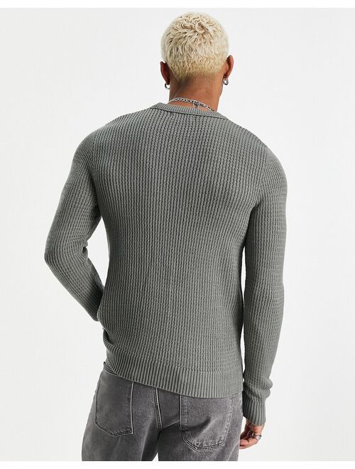 Jack & Jones Originals ribbed sweater in gray