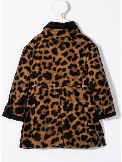 Fay Kids leopard-print faux-fur coat