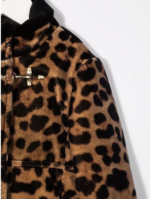 Fay Kids leopard-print faux-fur coat