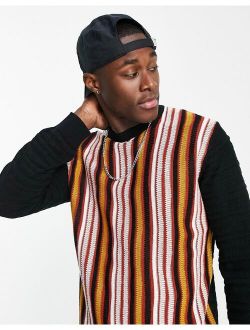 sweater with vertical pattern in multi