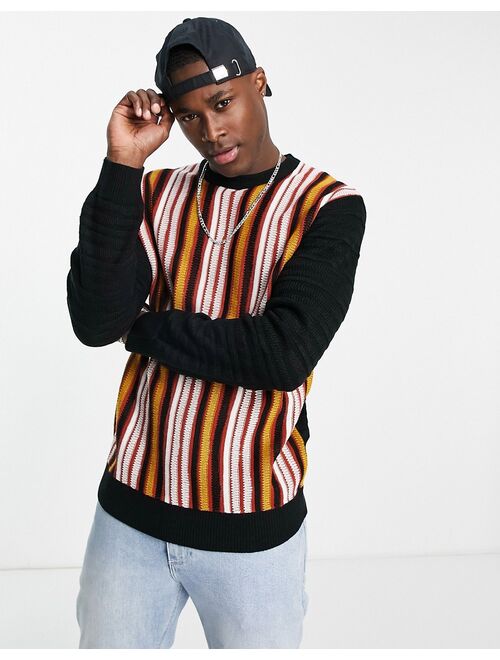 Only & Sons sweater with vertical pattern in multi