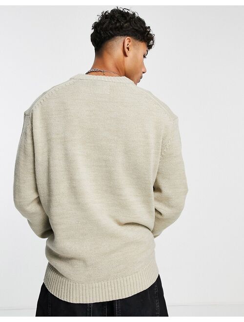 Only & Sons oversized v-neck sweater in beige