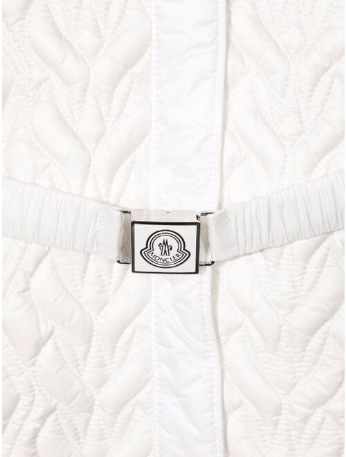 Moncler Enfant quilted logo belt mid-length coat