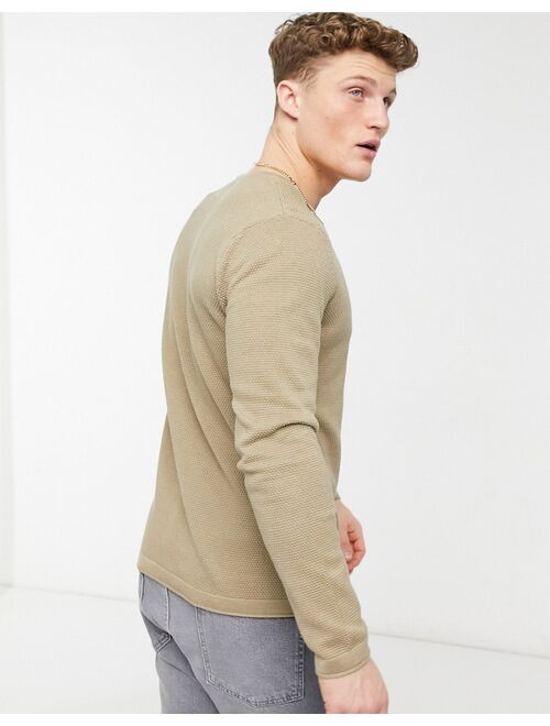 Only & Sons textured jumper in beige
