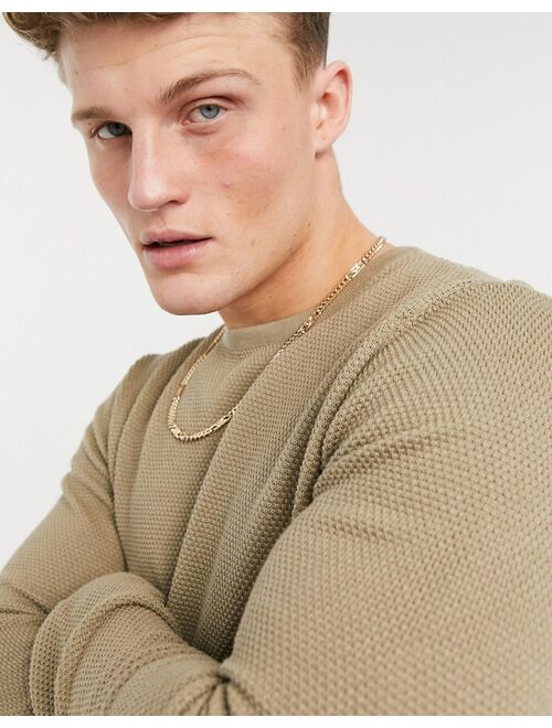 Only & Sons textured jumper in beige