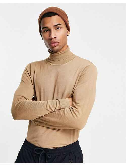 River Island roll neck knitted sweater in beige