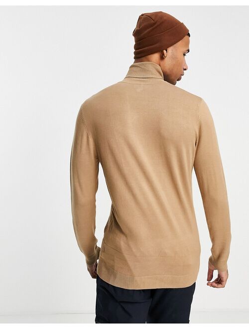 River Island roll neck knitted sweater in beige
