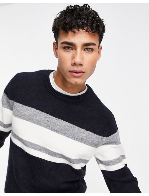 River Island soft touch knitted sweater in navy