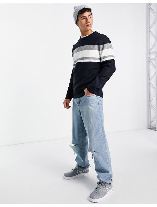 River Island soft touch knitted sweater in navy