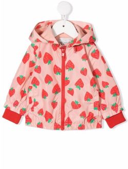 strawberry-print hooded zip jacket