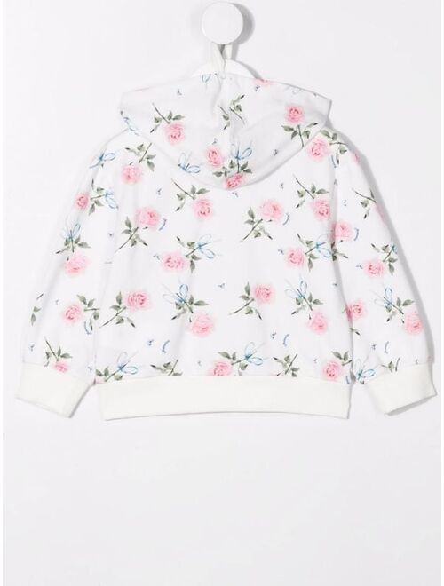 Monnalisa floral-print zip-up hoodie