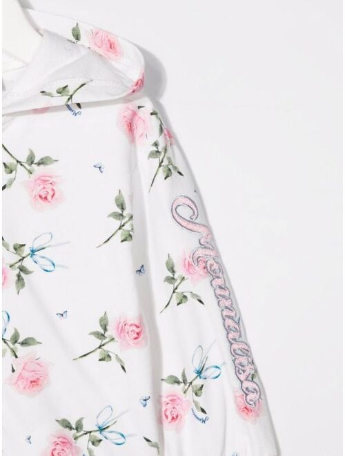 Monnalisa floral-print zip-up hoodie