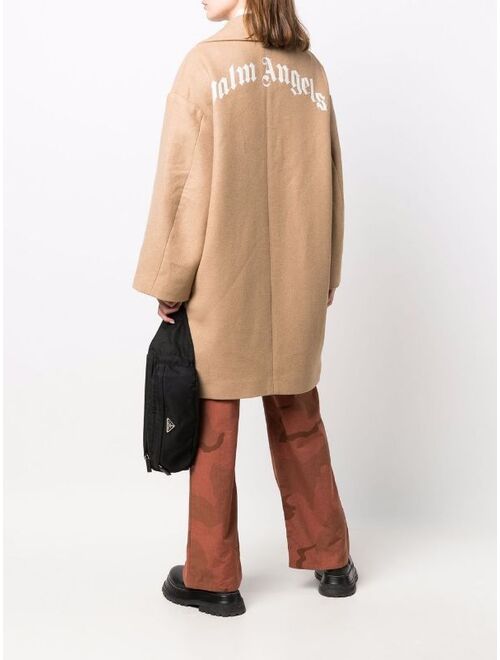 Palm Angels logo-print oversized coat