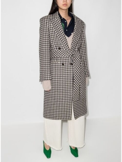 houndstooth-pattern double-breasted coat
