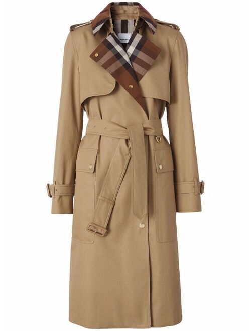Burberry check-panel trench coat
