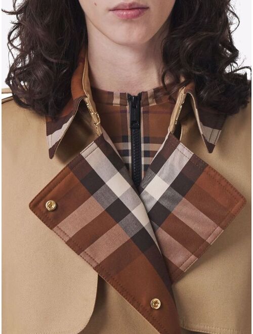 Burberry check-panel trench coat