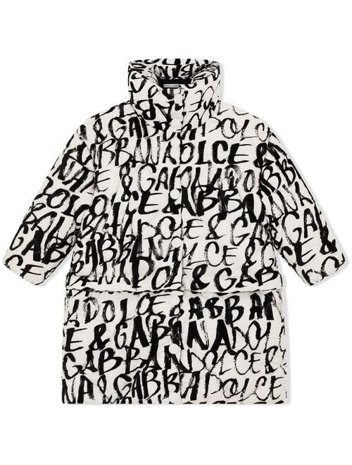 Dolce & Gabbana quilted logo-print coat