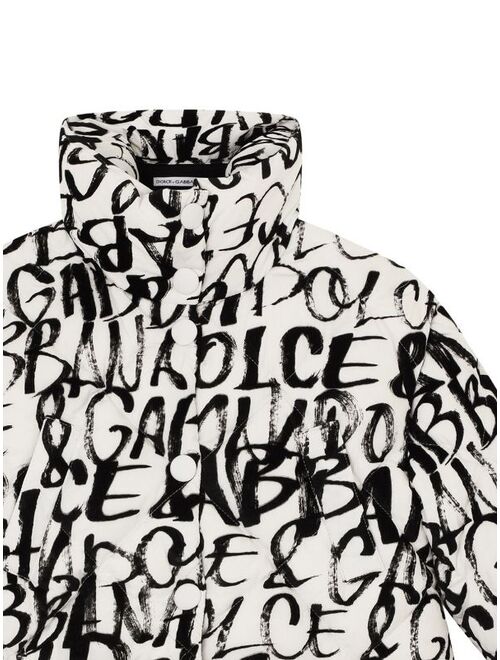 Dolce & Gabbana quilted logo-print coat