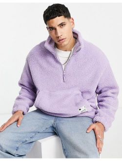 oversized half zip sweater in lilac teddy