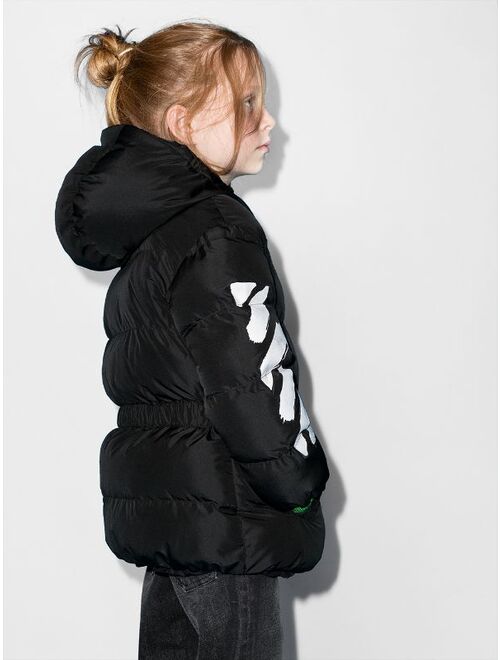 Off-White Kids Diag zip-up puffer jacket
