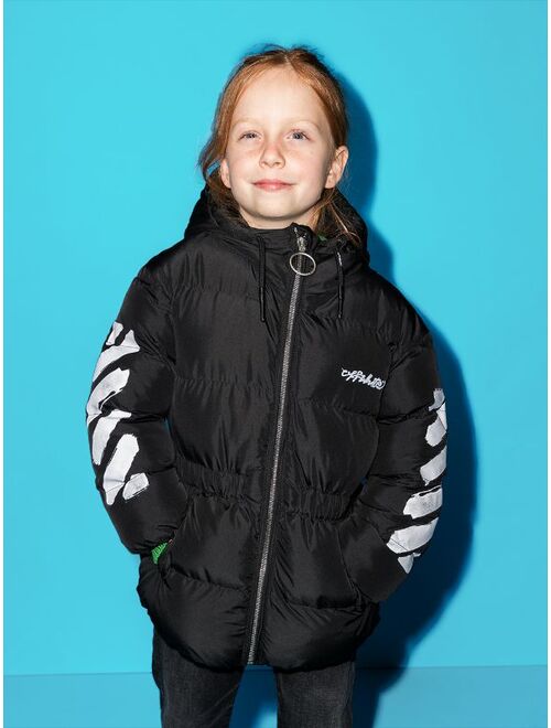 Off-White Kids Diag zip-up puffer jacket