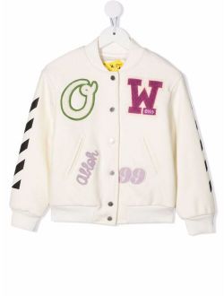Off-White Kids logo-patch varsity jacket