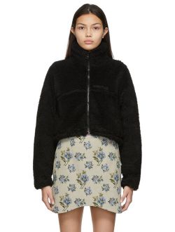 Sandy Liang Black Fleece Wyatt Zip-Up Sweater