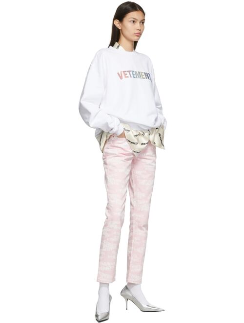 VETEMENTS White & Multicolor Crystal Logo Sweatshirt