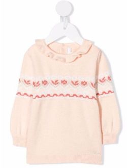 Chloé Kids fair isle intarsia knit jumper