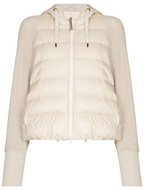 Brunello Cucinelli knitted-sleeves puffer jacket