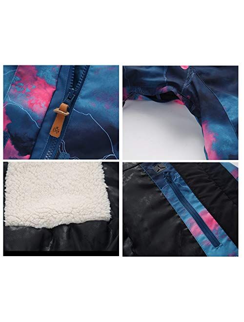 MOUS ONE Women's Waterproof Ski Jacket Colorful Snowboard Jacket and Bib Pant Suit