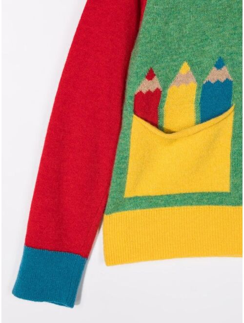 Stella McCartney pencil-intarsia colour-block jumper