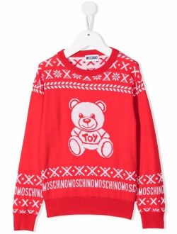 Kids Teddy Bear-motif wool jumper