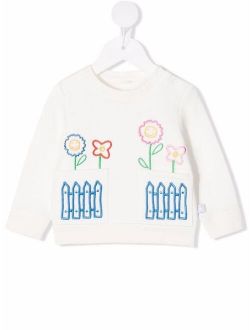 floral-embroidered organic cotton sweatshirt