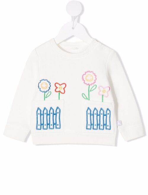 Stella McCartney floral-embroidered organic cotton sweatshirt