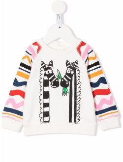 zebra-print stretch-sustainable cotton sweatshirt