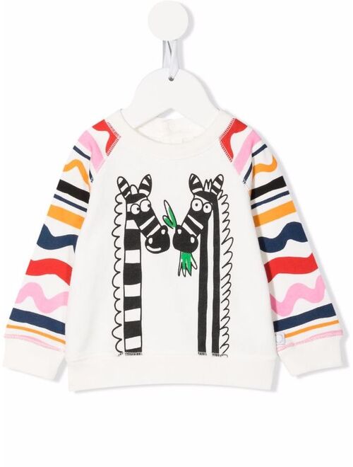 Stella McCartney zebra-print stretch-sustainable cotton sweatshirt