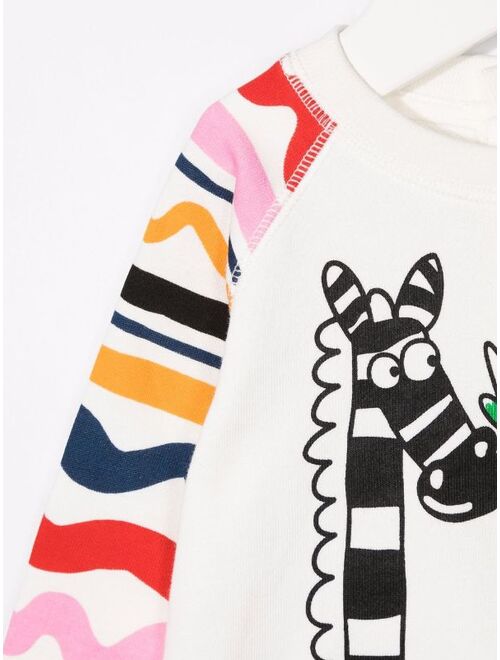 Stella McCartney zebra-print stretch-sustainable cotton sweatshirt