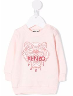 Kids embroidered-logo cotton sweatshirt