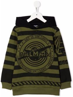 Kids striped logo-print hoodie