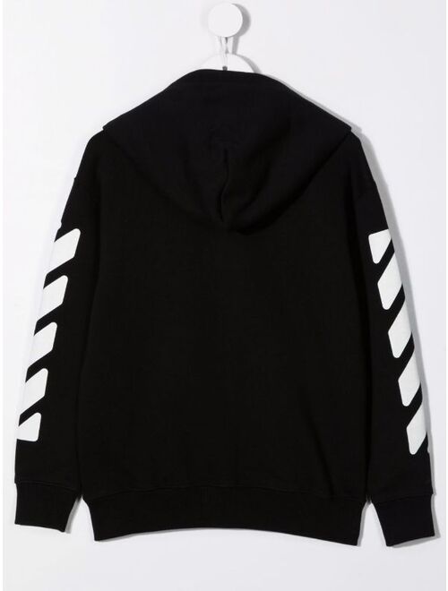 Off-White Kids side stripe zip hoodie