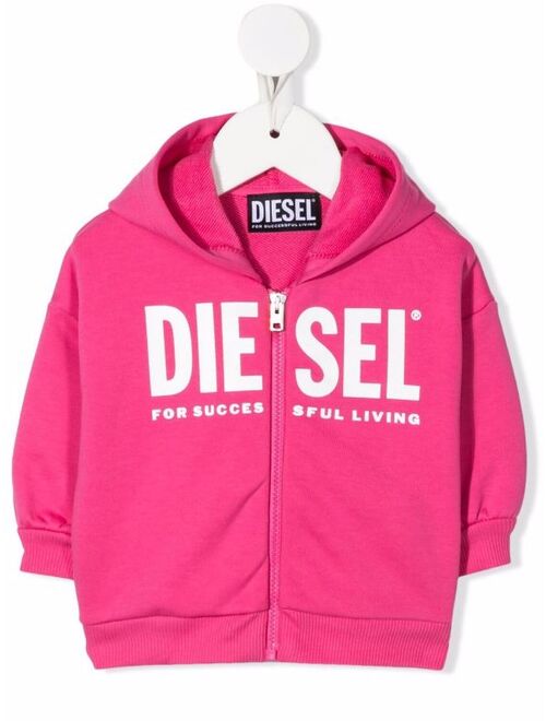 Diesel logo-print zipped hoodie