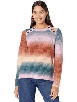 Space-Dyed Button-Shoulder Pullover Sweater