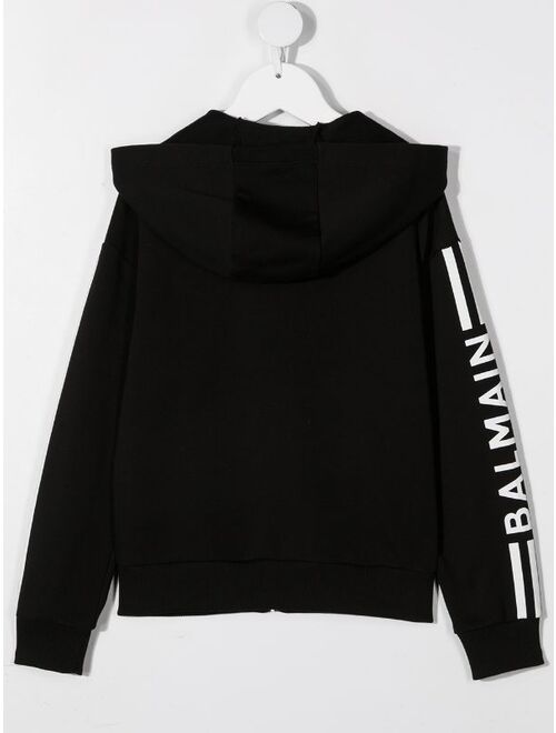 Balmain Kids side-logo zipped hoodie