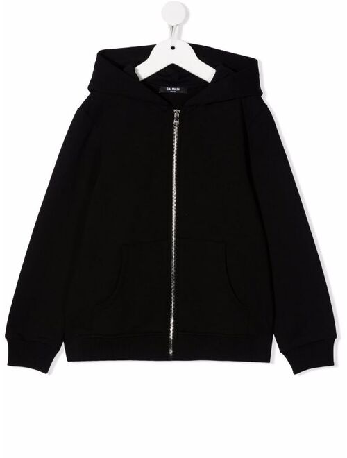 Balmain Kids logo-print zip-up hoodie