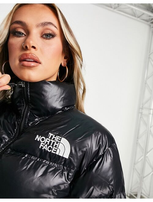 The North Face Nuptse cropped jacket in black