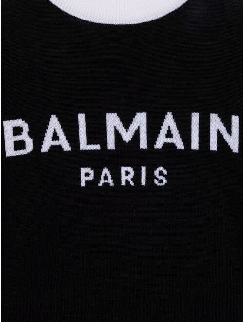 Balmain Kids logo-print wool jumper