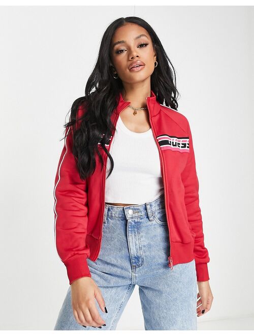 Guess zip sport track jacket in red